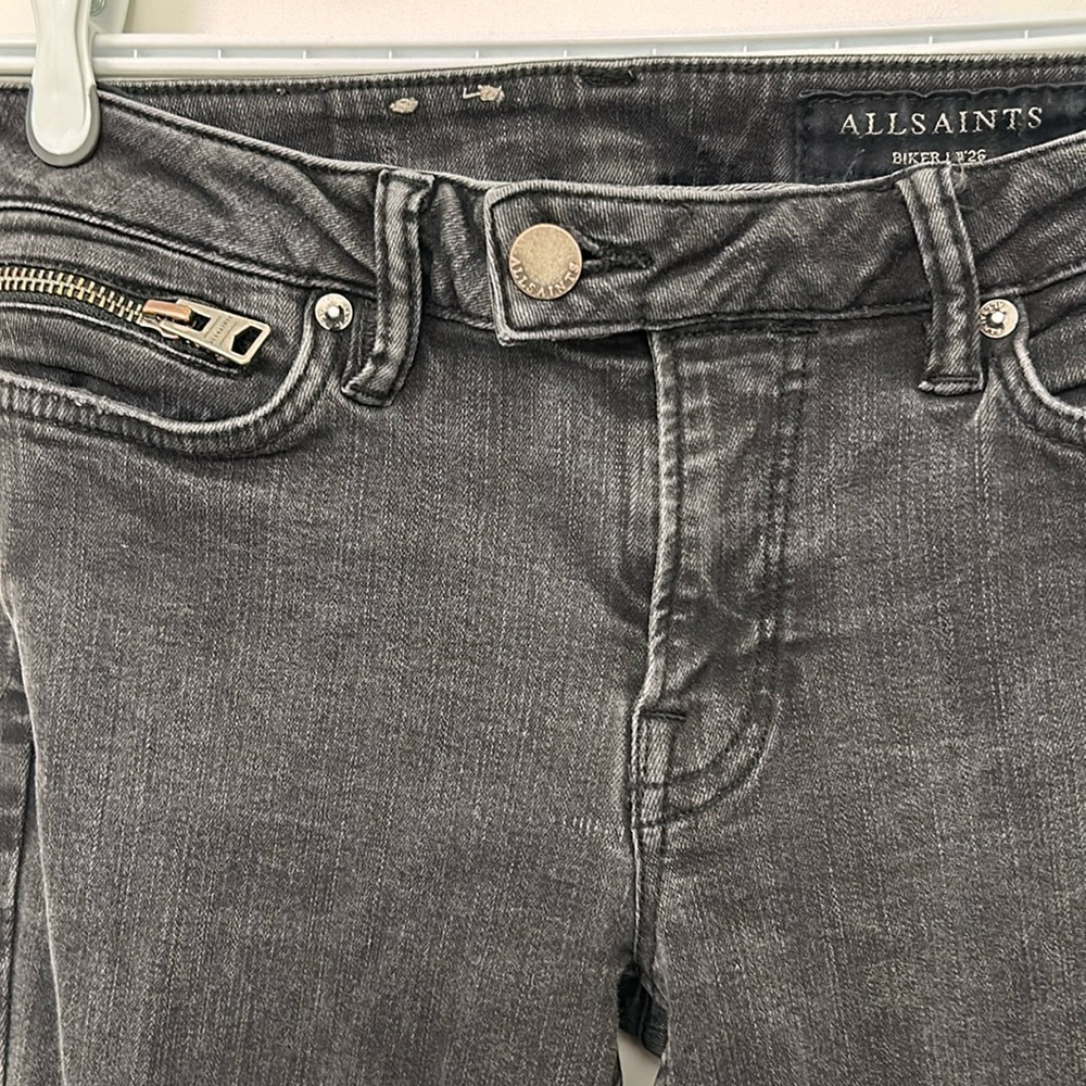 All saints capri jeans, size 26 biker black jeans.